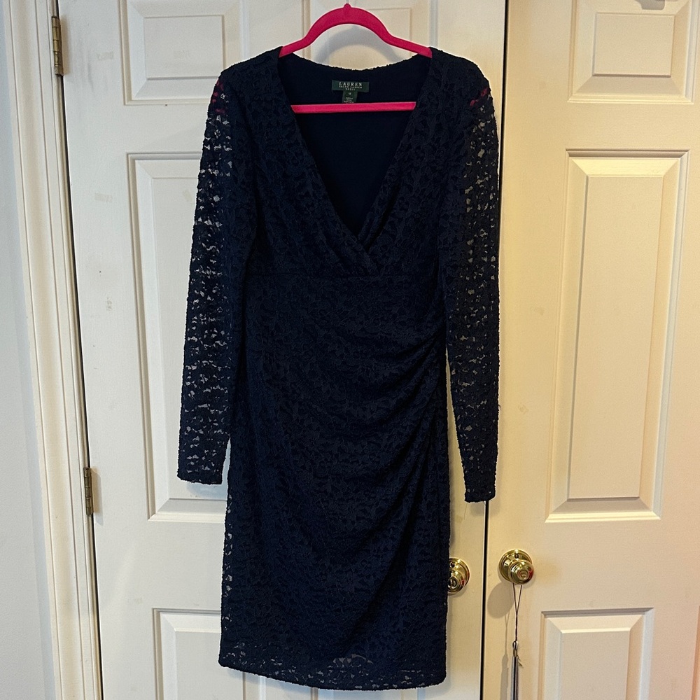 Polo Ralph Lauren Midnight Blue Lace Long Sleeve Dress